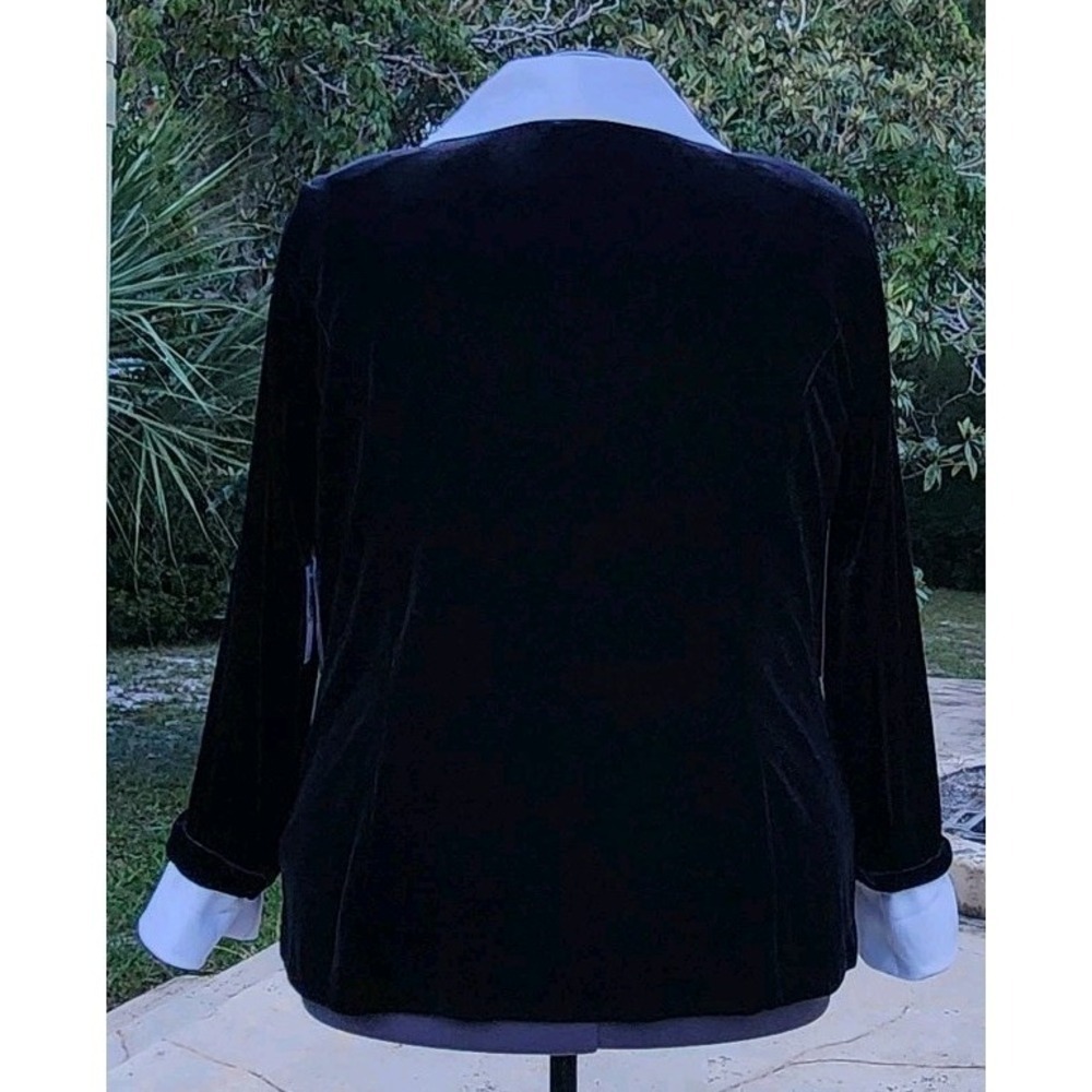 2X  Black Velvet TWIN SET  Blazer White Satin Lapel Cuff Clasp Formal Mother NEW - Picture 5 of 10